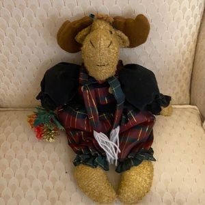Decorative Seated Christmas Moose 14”long